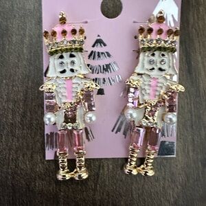 Pink and Gold Nutcracker Earrings